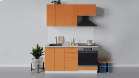 Кухонный гарнитур «Весна» длиной 160 см со шкафом НБ (Белый/Оранж глянец)