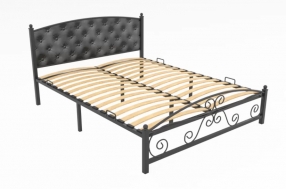 Кровать Бали Металл/Экокожа, 160х190 мм, Черный муар, Черный муар, 1630