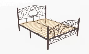 Кровать Виктория Металл, 160х190 мм, Коричневый муар, Коричневый муар, 1630